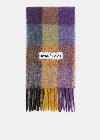 Purple Vally Check Mohair Scarf