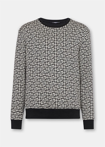 Ivory Monogram Logo Knit Sweater