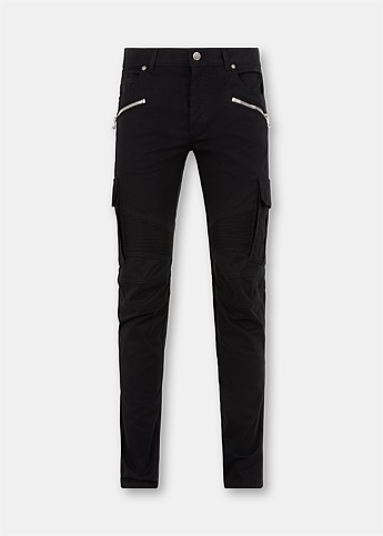 Black Tapered Cargo Jeans