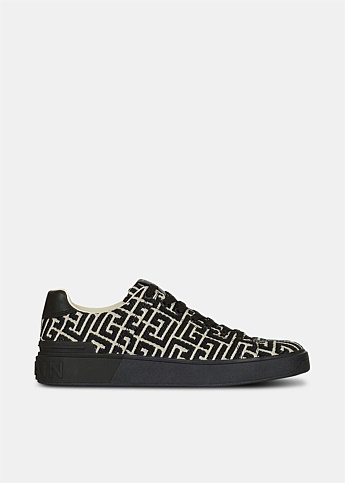Black & White Monogram Lace Up Sneakers