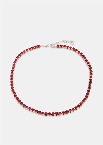 Ruby Crystal Tennis Necklace