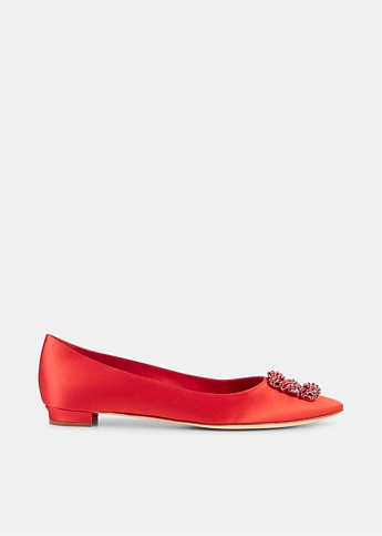 Red Hangisi 010 Jewel Buckle Flat Shoes