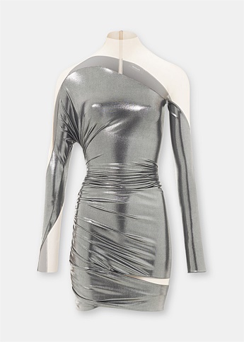 Silver Impossible Neckline Dress