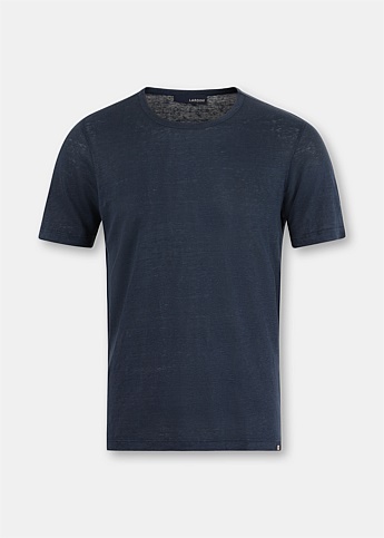 Navy Flax Short Sleeve T-Shirt