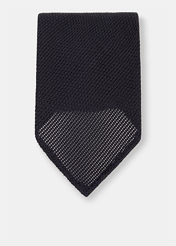 Navy Silk Tricot Tie