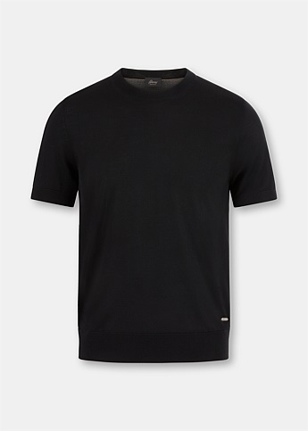 Black Wool Knit T-Shirt