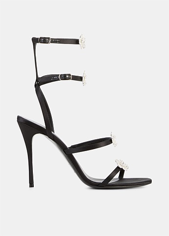 Black Jewel Embellished Strappy Heels