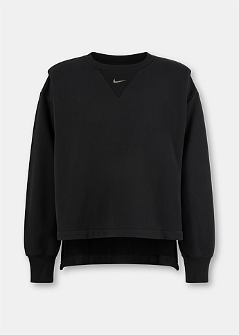 Black Oversized French Terry Crewneck Sweatshirt