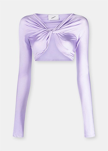 Lilac Cropped Drape Top