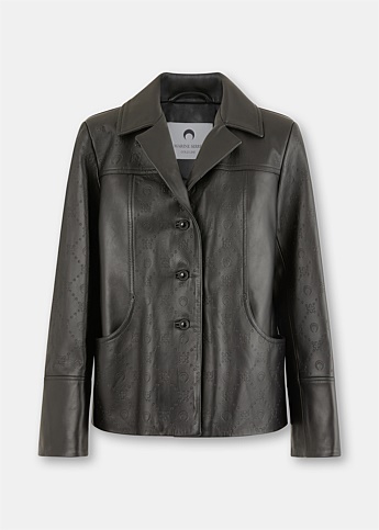 Black Moonogram Leather Jacket
