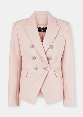 Pale Pink 6 Button Leather Blazer