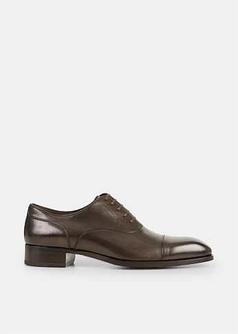 Brown Elkan Burnished Lace Up Shoes
