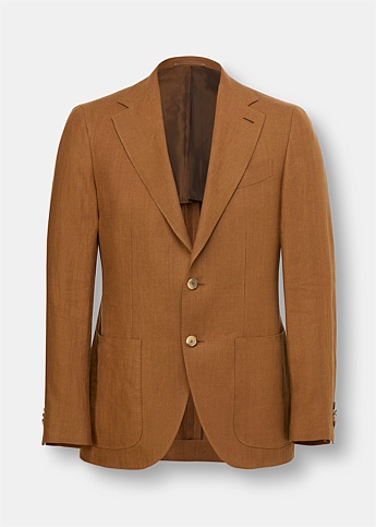Brown Linen Casual Jacket