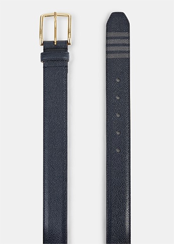 Navy 4-Bar Leather Belt