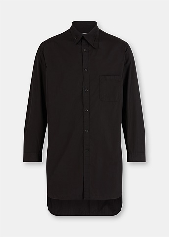 Black Asymmetric Collar Shirt