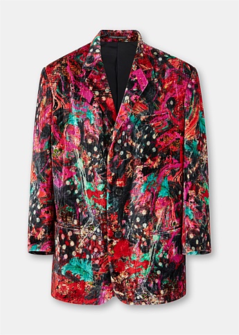 Floral Silk Velvet Blazer