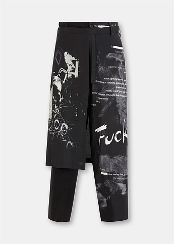 Black Printed Wrap Pants