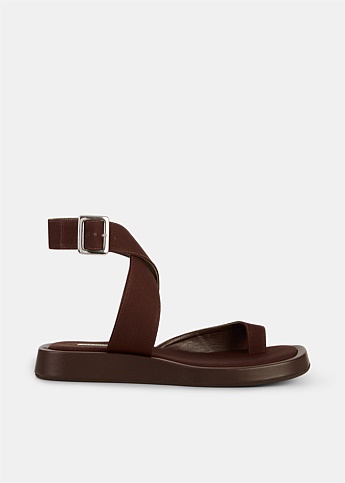 X RHW Chocolate Toe Ring Wrap Sandals