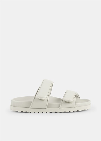 Grey Double Strap Leather Sandals