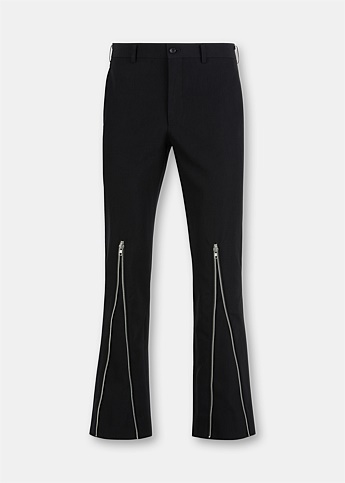 Black Wool Zipped Trousers