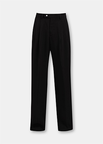 Black Double Pleated Trousers