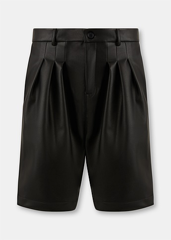 Black Pleat Shorts