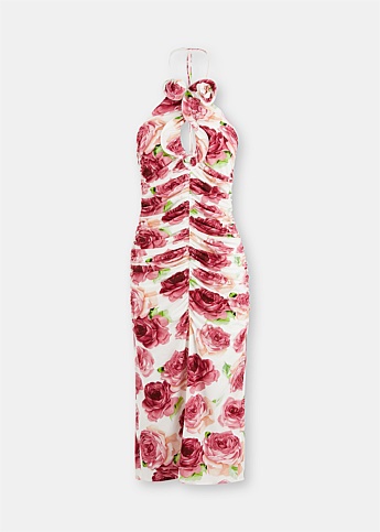 Cream Floral Midi Dress