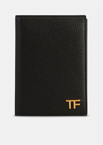 Black TF Logo Embossed Long Wallet 