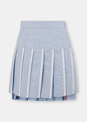 Light Blue Pleated Oxford Skirt