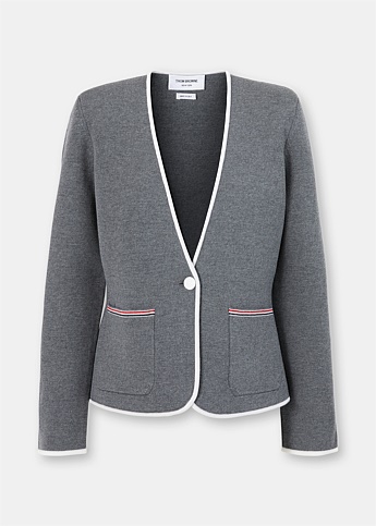 Grey Collarless Jacket