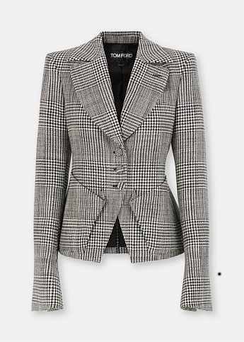 Prince Of Wales Wool Fitted Blazer