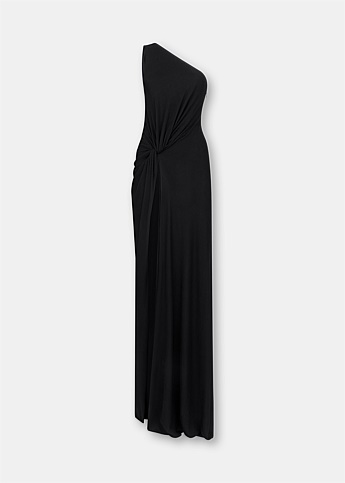 Black Maxi One Shoulder Evening Dress
