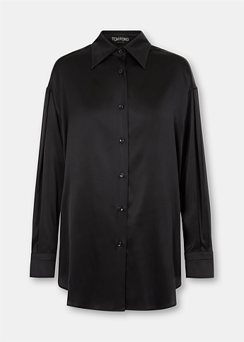 Black Silk Satin Shirt