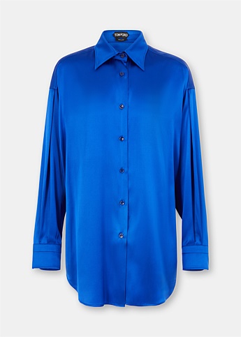 Cobalt Silk Satin Shirt