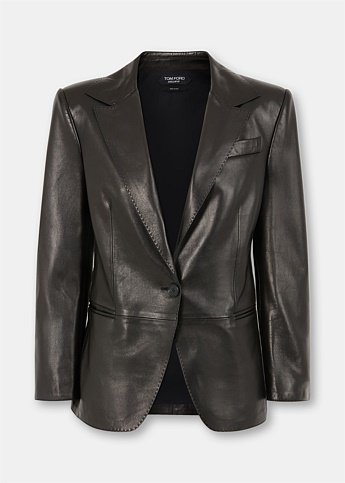 Black Single Breasted Leather Jacket