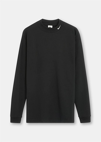 Long-Sleeve Mock-Neck Shirt Black