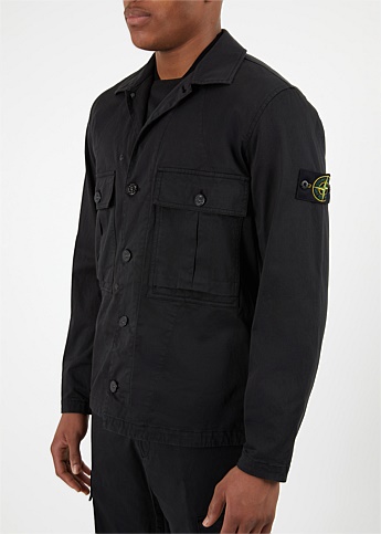 Black Buttoned Patch Overshirt