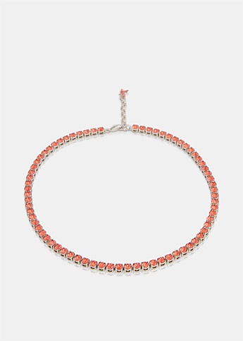 Pink Crystal Tennis Necklace