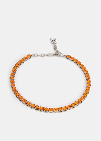 Orange Crystal Embellished Tennis Anklet