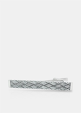 Silver Woven Detail Tie Bar