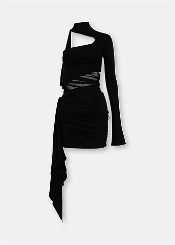 Black Cut Out Illusion Dress