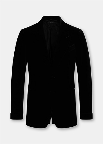Black Viscose Velvet Shelton Cocktail Jacket