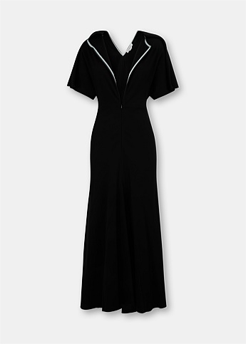 Black V-Neck Asymmetrical Dress