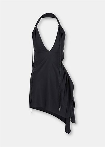 Black Draped Mini Dress