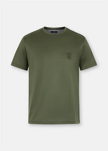 Dark Green Logo Embossed T-shirt