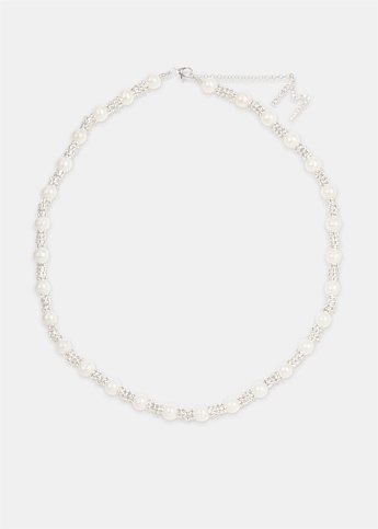 Double Crystal and Pearl Necklace