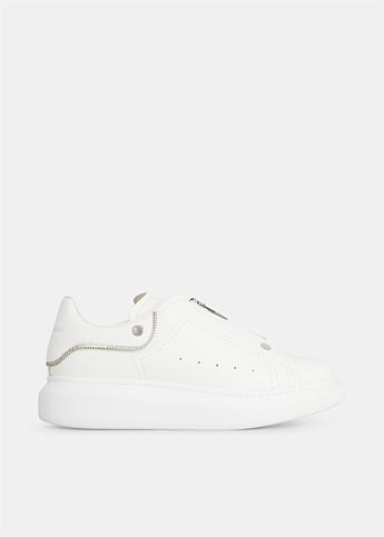 White Oversized Zip Sneakers