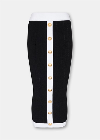 Black & White Knit Midi Skirt
