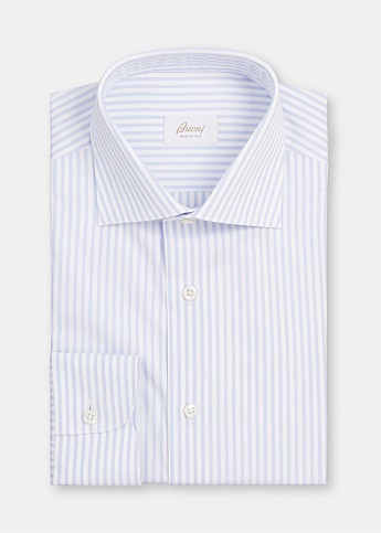 White & Blue Striped Formal Shirt