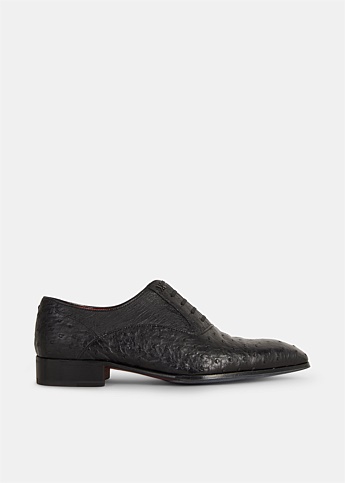 Black Ostrich  Oxford Loafers 